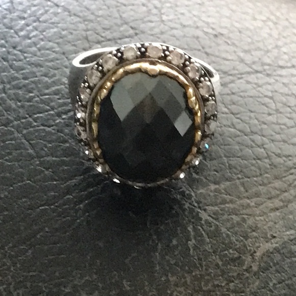 Silpada sterling silver ring with black stone and CZ. - Picture 7 of 9